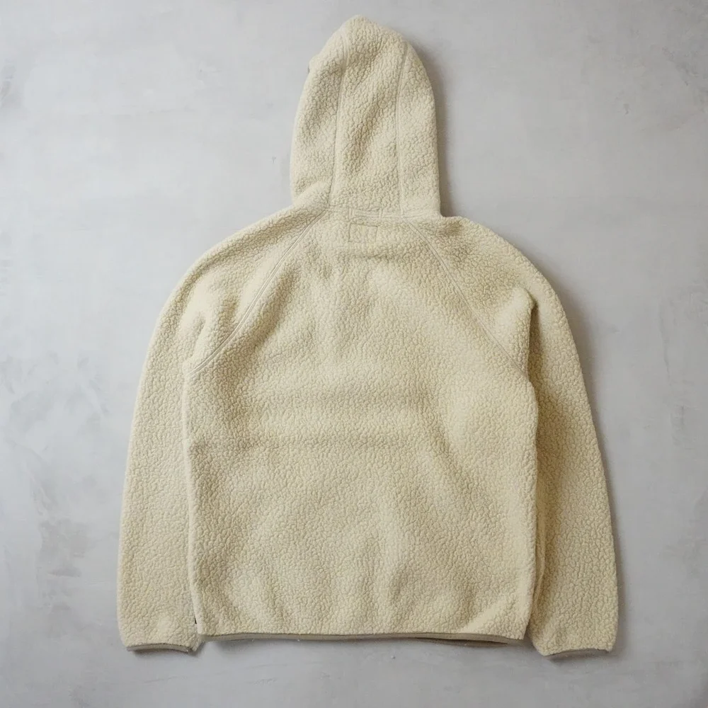 J. Crew Nordic Polartec Sherpa Fleece Hoodie Large Mens Cream Full Zip Y2K